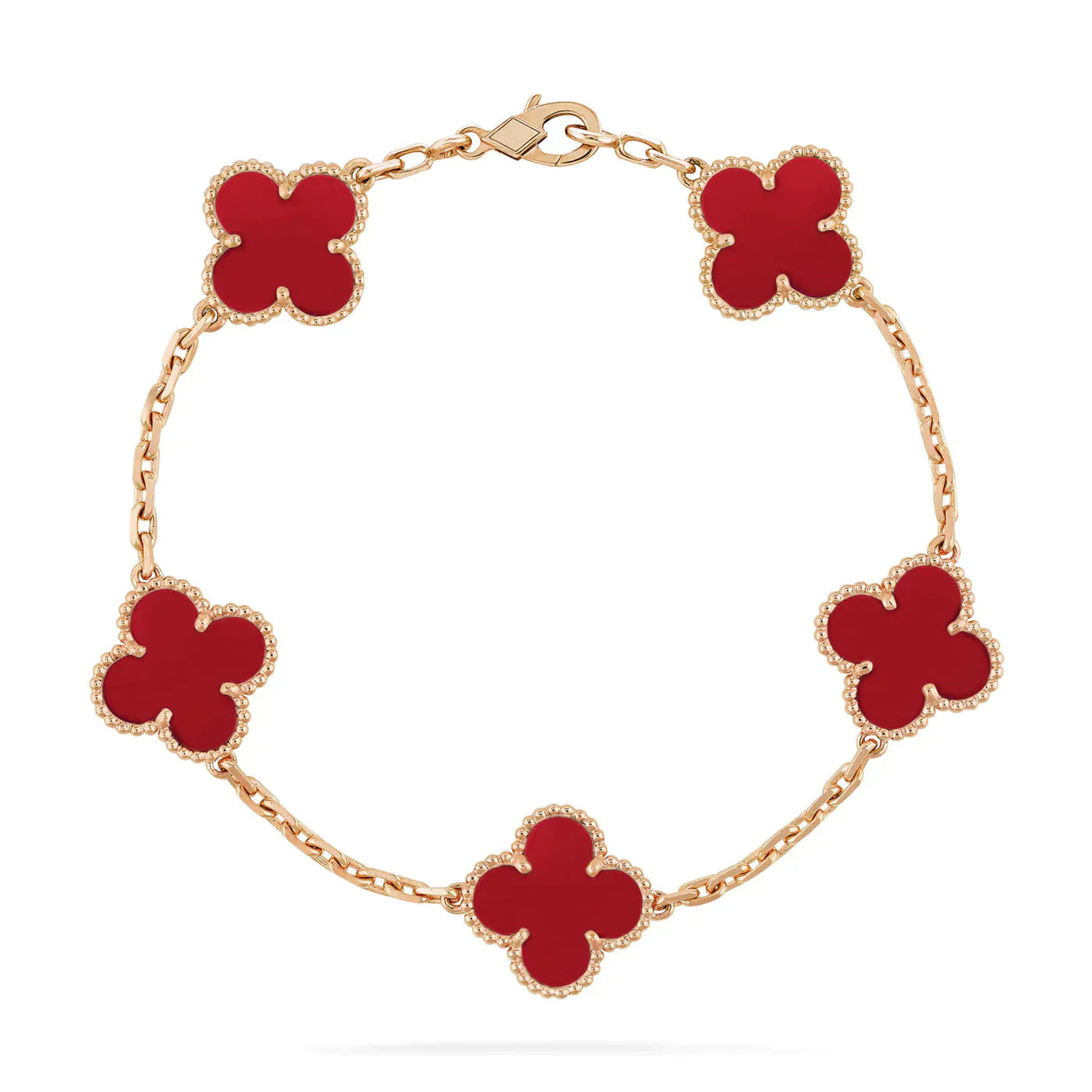 [Pearl Jewelrys]CLOVER 5 MOTIFS RED AGATE  BRACELET
