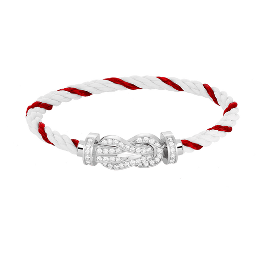 [Pearl Jewelrys]CHANCE LARGE 8 FIGURE BUCKLE FULL DIAMOND BRACELET SILVER