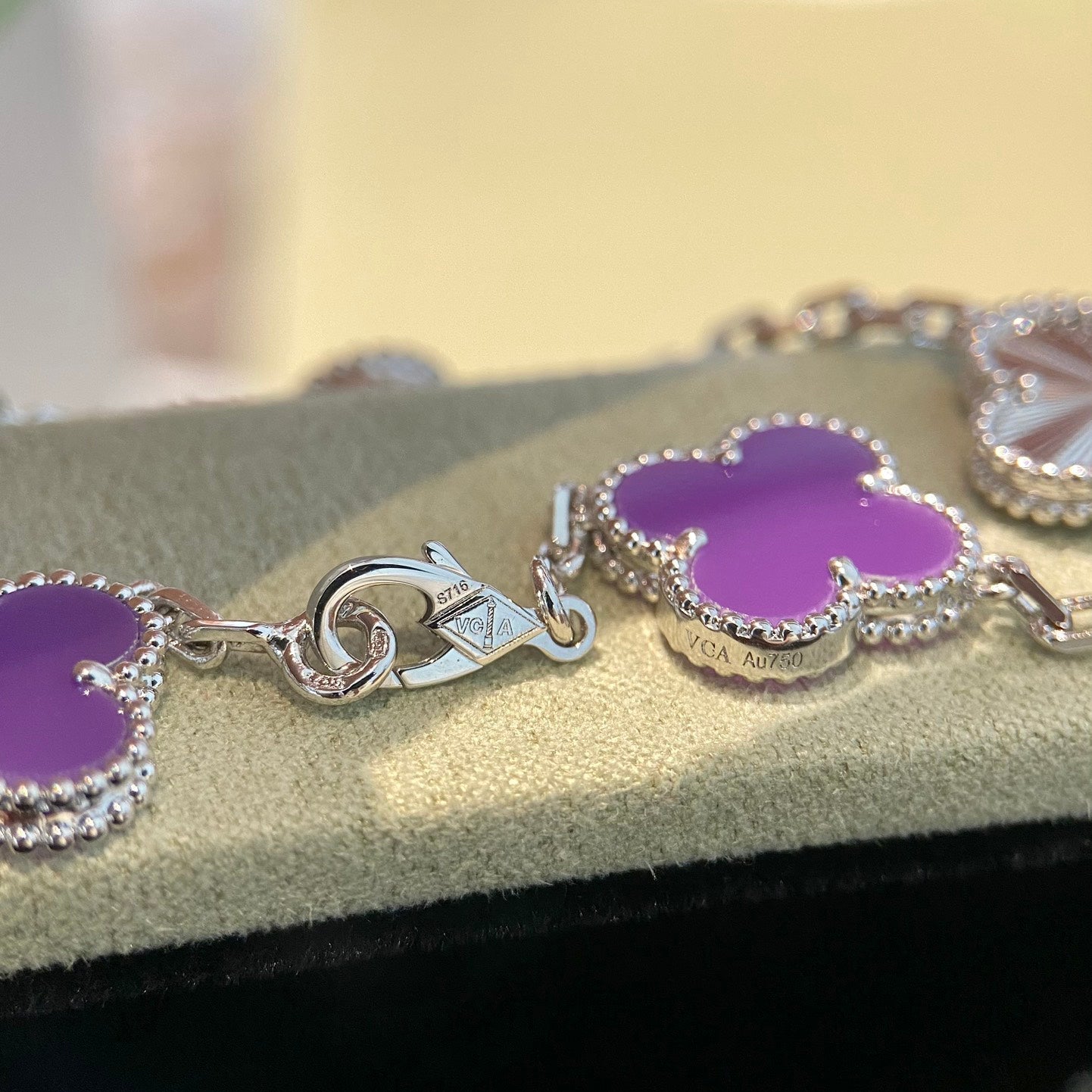 [Pearl Jewelrys]CLOVER  5 MOTIFS  PURPLE VIOLET BRACELET SILVER