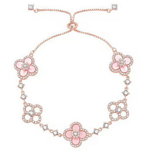 [Pearl Jewelrys]CLOVER 5 MOTIF PINK BLUE RED WHITE BRACELET