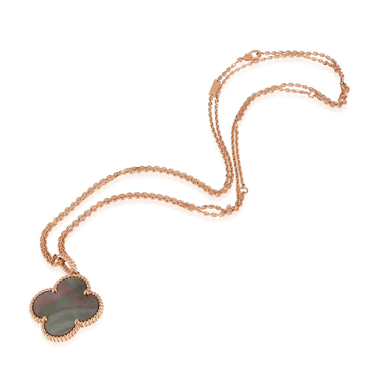 [Pearl Jewelrys]CLOVER 25MM GOLD DARK MOP BIG CLOVER NECKLACE