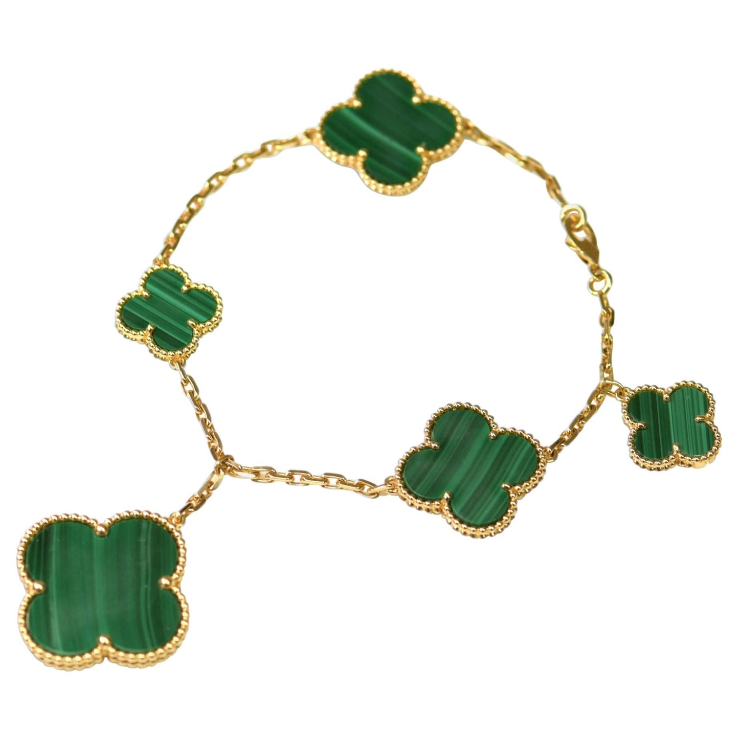 [Pearl Jewelrys]MAGIC CLOVER MALACHITE GOLD BRACELET 5 MOTIFS