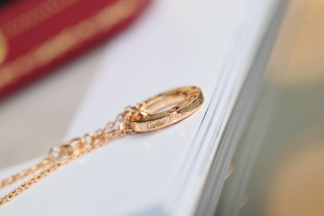 [Pearl Jewelrys]LOVE NECKLACE ADJUSTABLE ROSE GOLD 2 DIAMOND