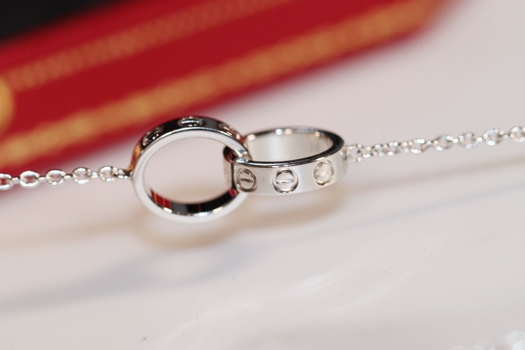 [Pearl Jewelrys]LOVE NECKLACE PINK GOLD AND SILVER