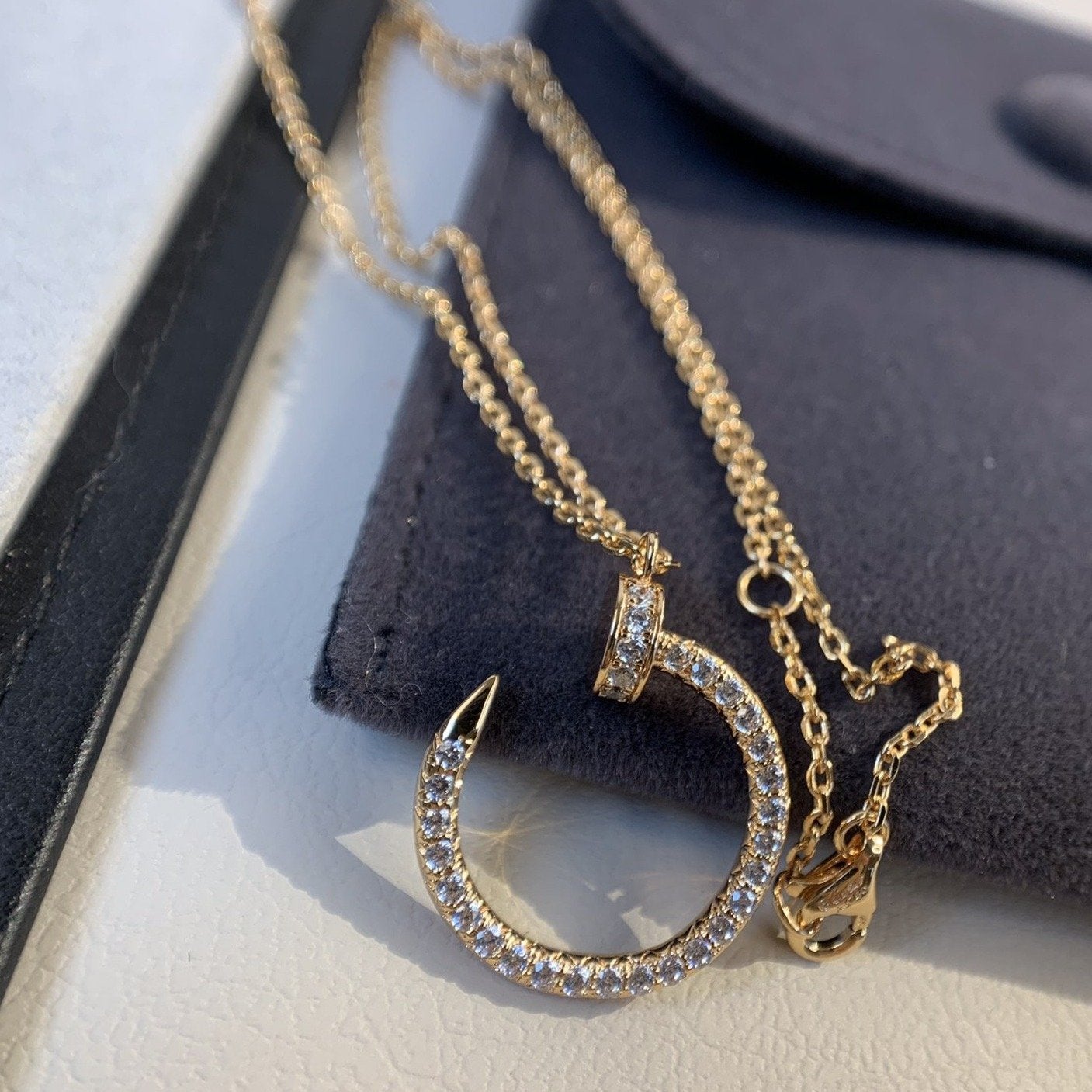 [Pearl Jewelrys]JUSTE NECKLACE PINK GOLD DIAMONDS