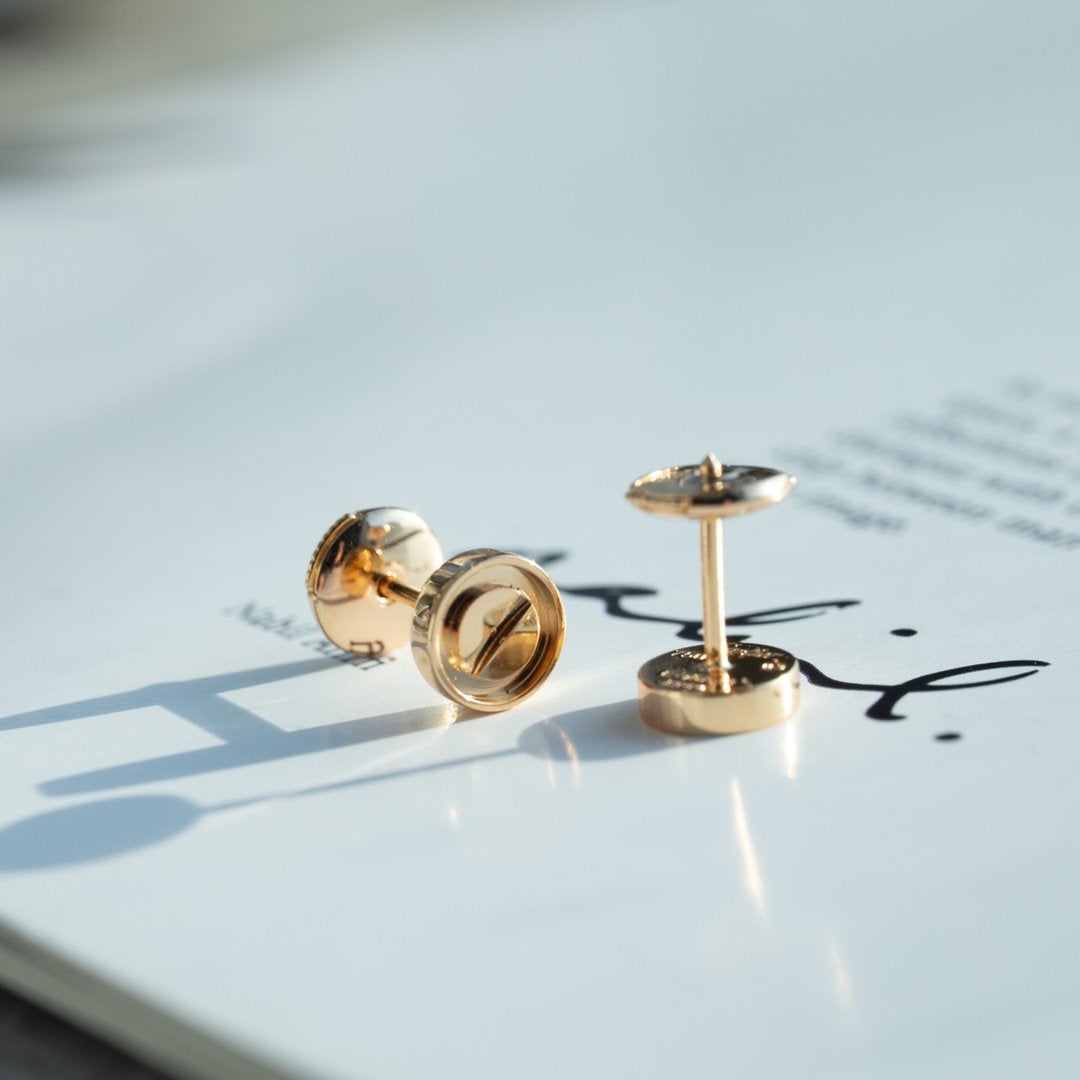 [Pearl Jewelrys]LOVE EARRINGS PINK GOLD 10MM