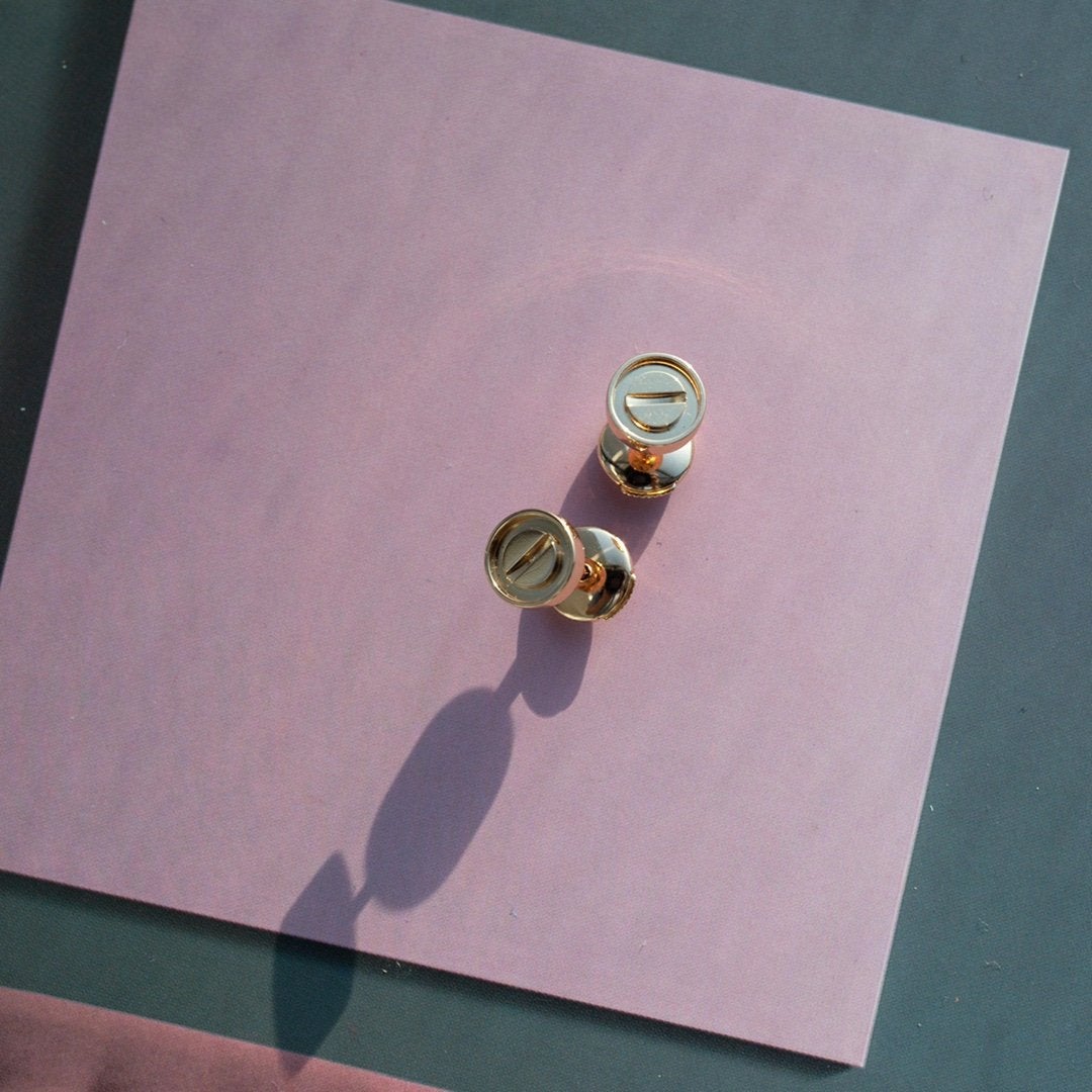 [Pearl Jewelrys]LOVE EARRINGS PINK GOLD 10MM