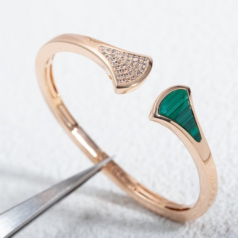 [Pearl Jewelrys]DREAM BRACELET OPEN MALACHITE PINK GOLD