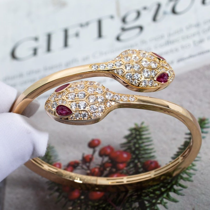 [Pearl Jewelrys]SERPENTI BRACELET PINK GOLD DIAMOND DOUBLE SNAKE