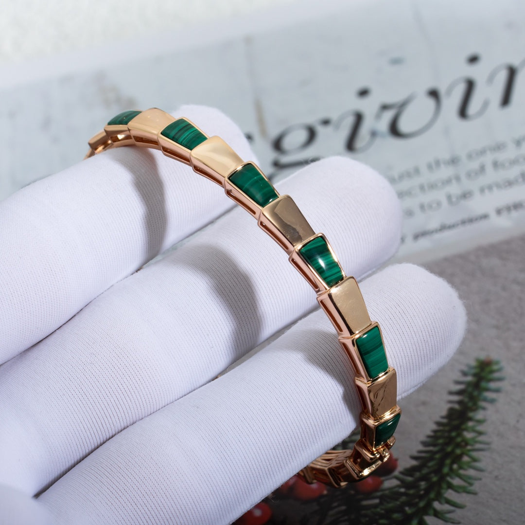 [Pearl Jewelrys]SERPENTI BRACELET PINK GOLD MALACHITE