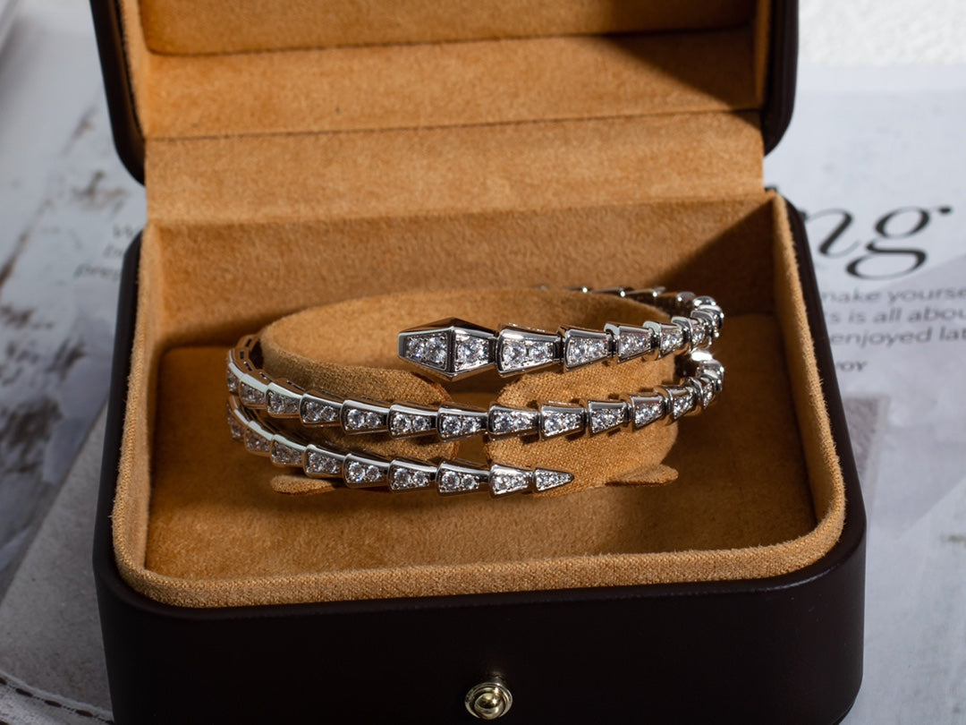 [Pearl Jewelrys]SERPENTI BRACELET SILVER DIAMOND DOUBLE ROW