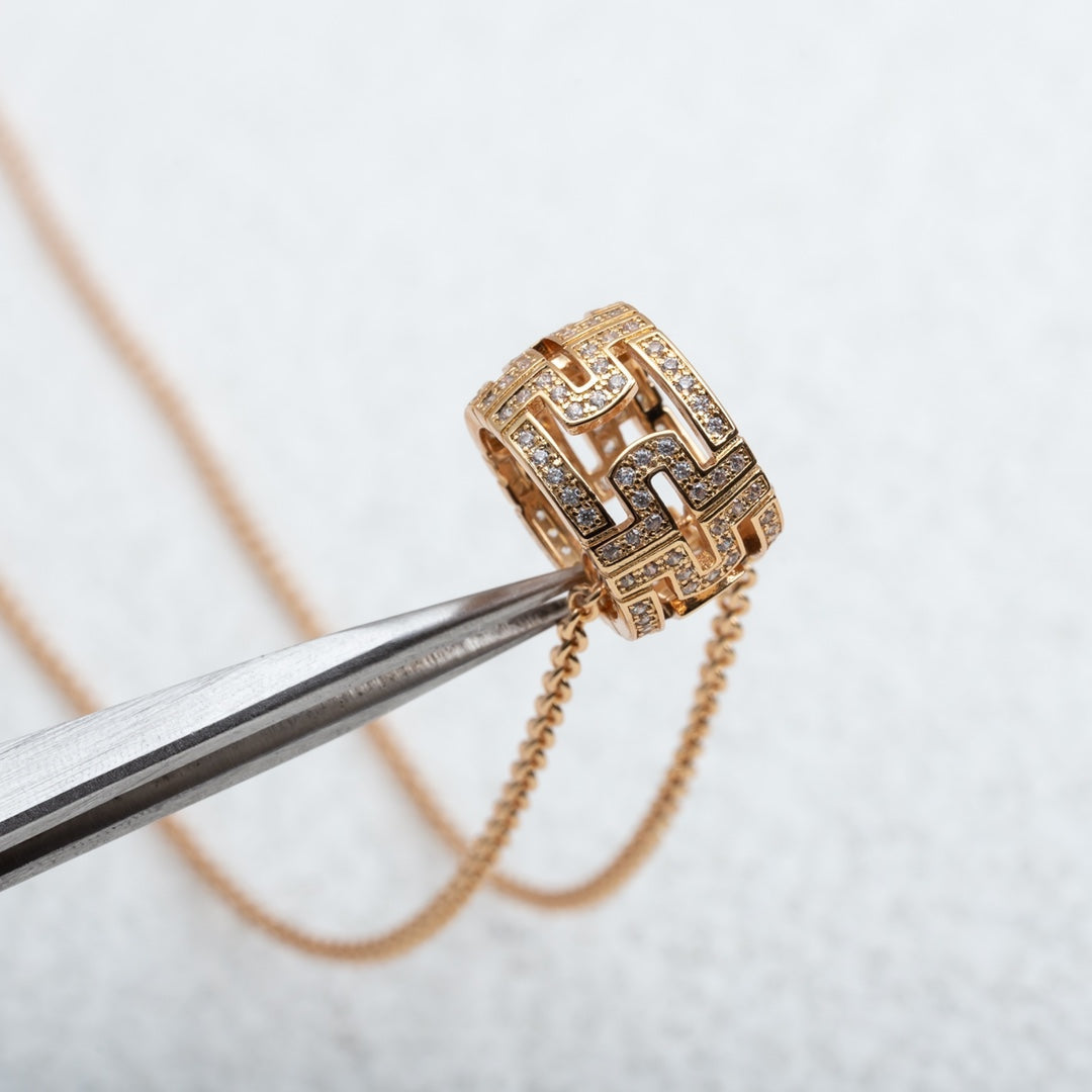 [Pearl Jewelrys]PARENTESI NECKLACE PINK GOLD DIAMOND