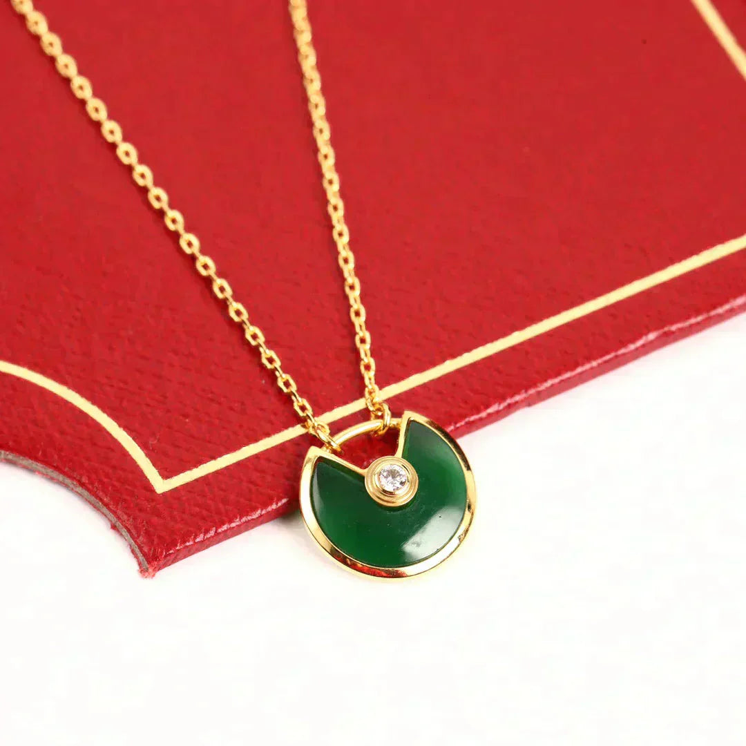 [Pearl Jewelrys]AMULETTE GOLD MALACHITE NECKLACE
