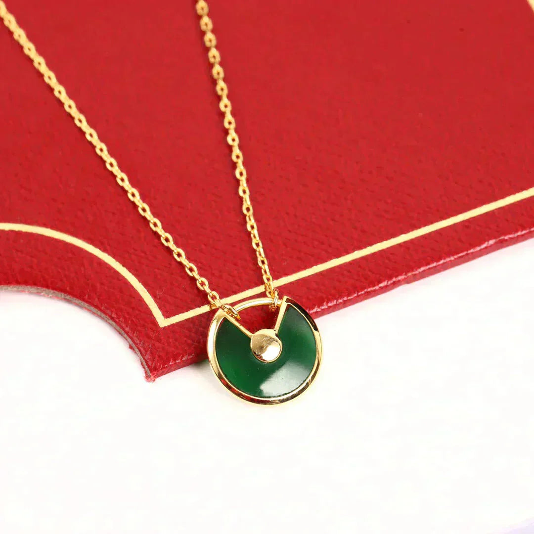[Pearl Jewelrys]AMULETTE GOLD MALACHITE NECKLACE