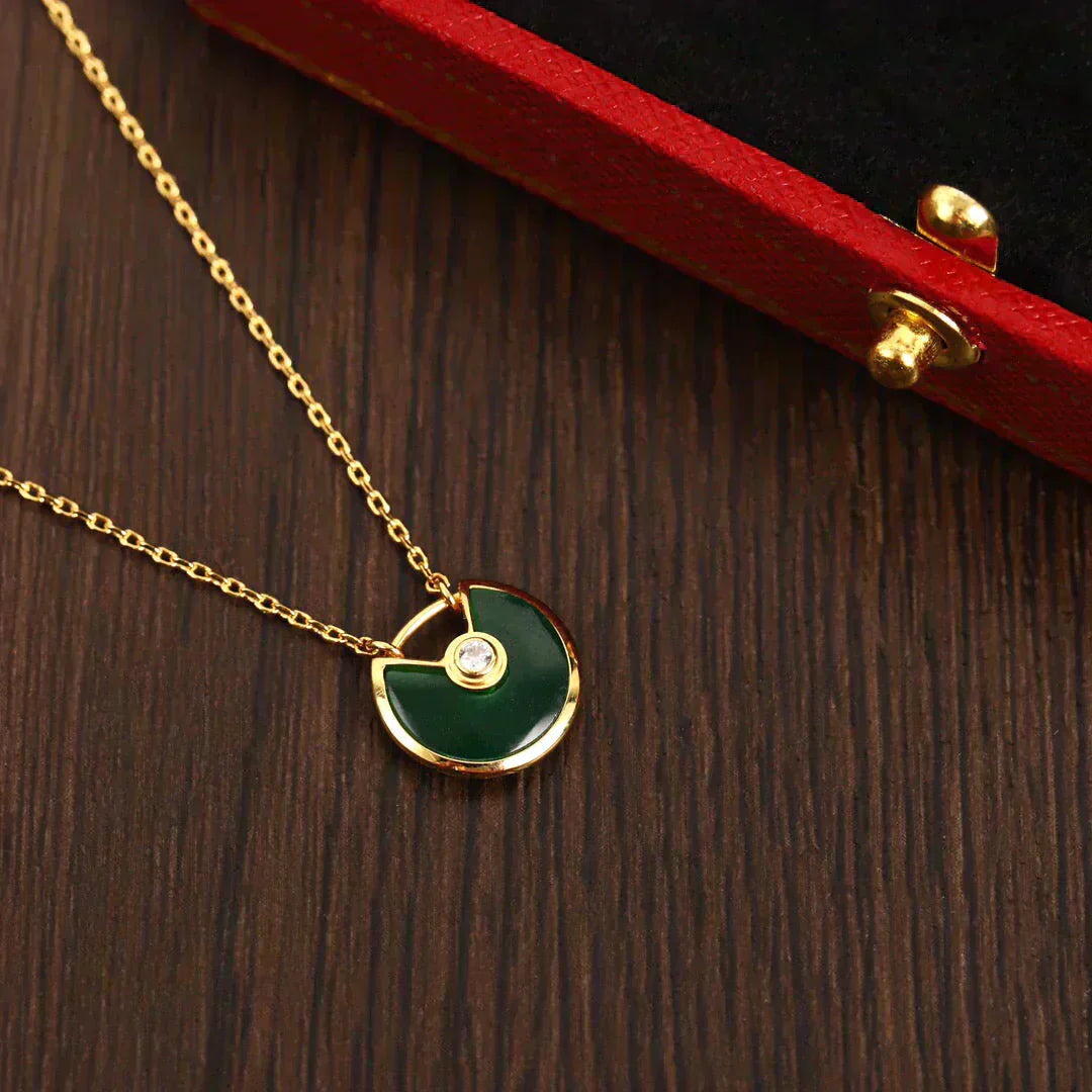 [Pearl Jewelrys]AMULETTE GOLD MALACHITE NECKLACE