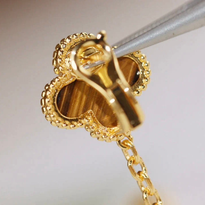 [Pearl Jewelrys]CLOVER  2 MOTIF  TIGER EYE CARNELIAN EARRINGS