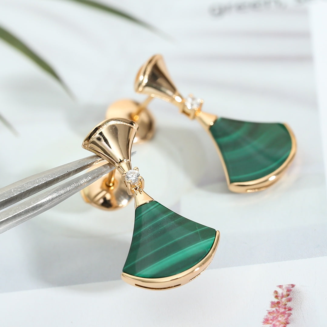 [Pearl Jewelrys]DREAM MALACHITE PINK GOLD EARRINGS