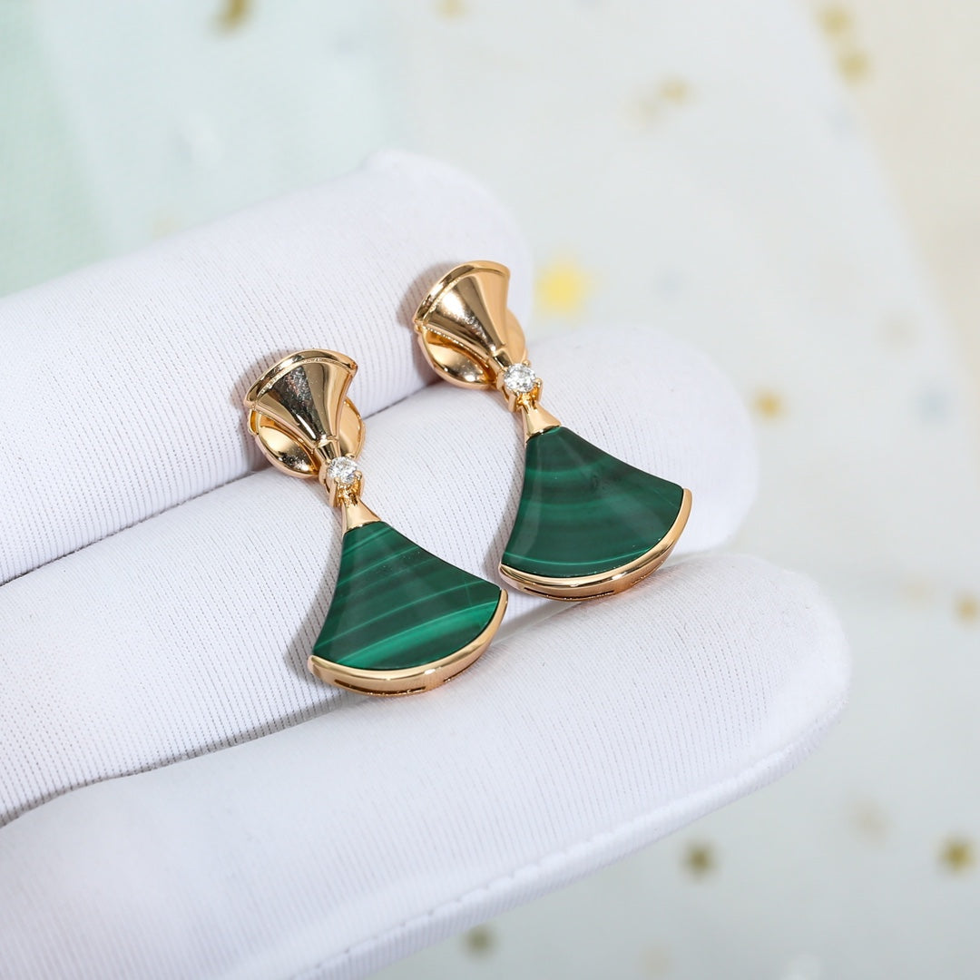 [Pearl Jewelrys]DREAM MALACHITE PINK GOLD EARRINGS