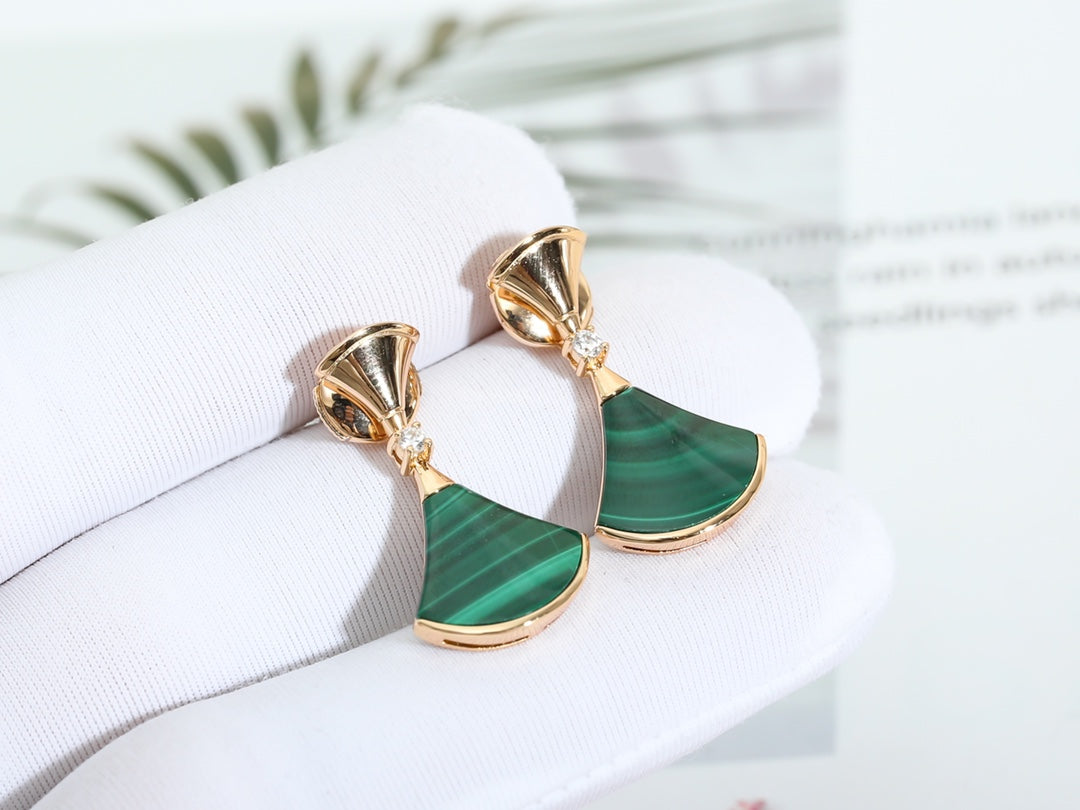 [Pearl Jewelrys]DREAM MALACHITE PINK GOLD EARRINGS