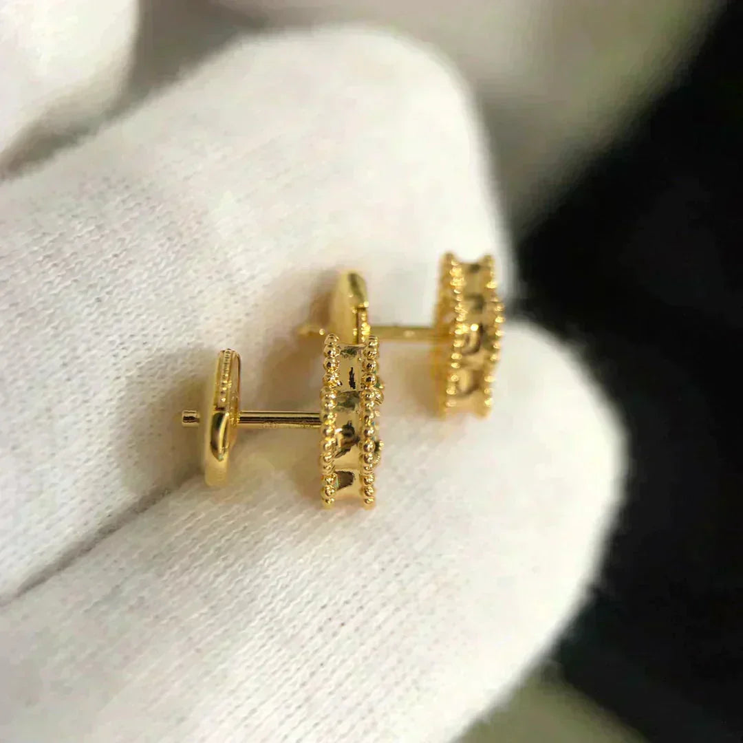 [Pearl Jewelrys]CLOVER MINI 9.5MM MALACHITE  EARRINGS