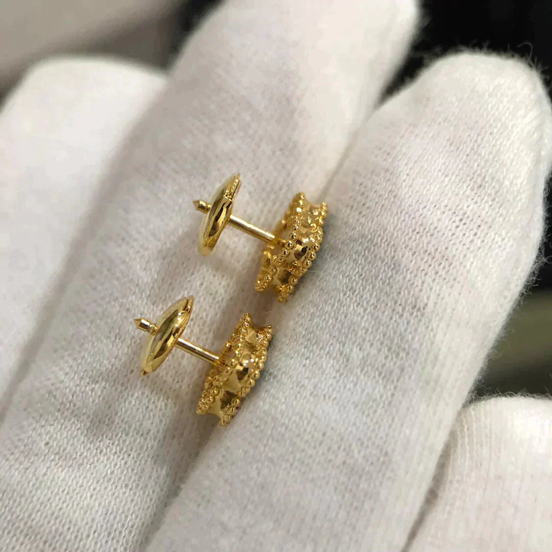 [Pearl Jewelrys]CLOVER MINI 9.5MM MALACHITE  EARRINGS