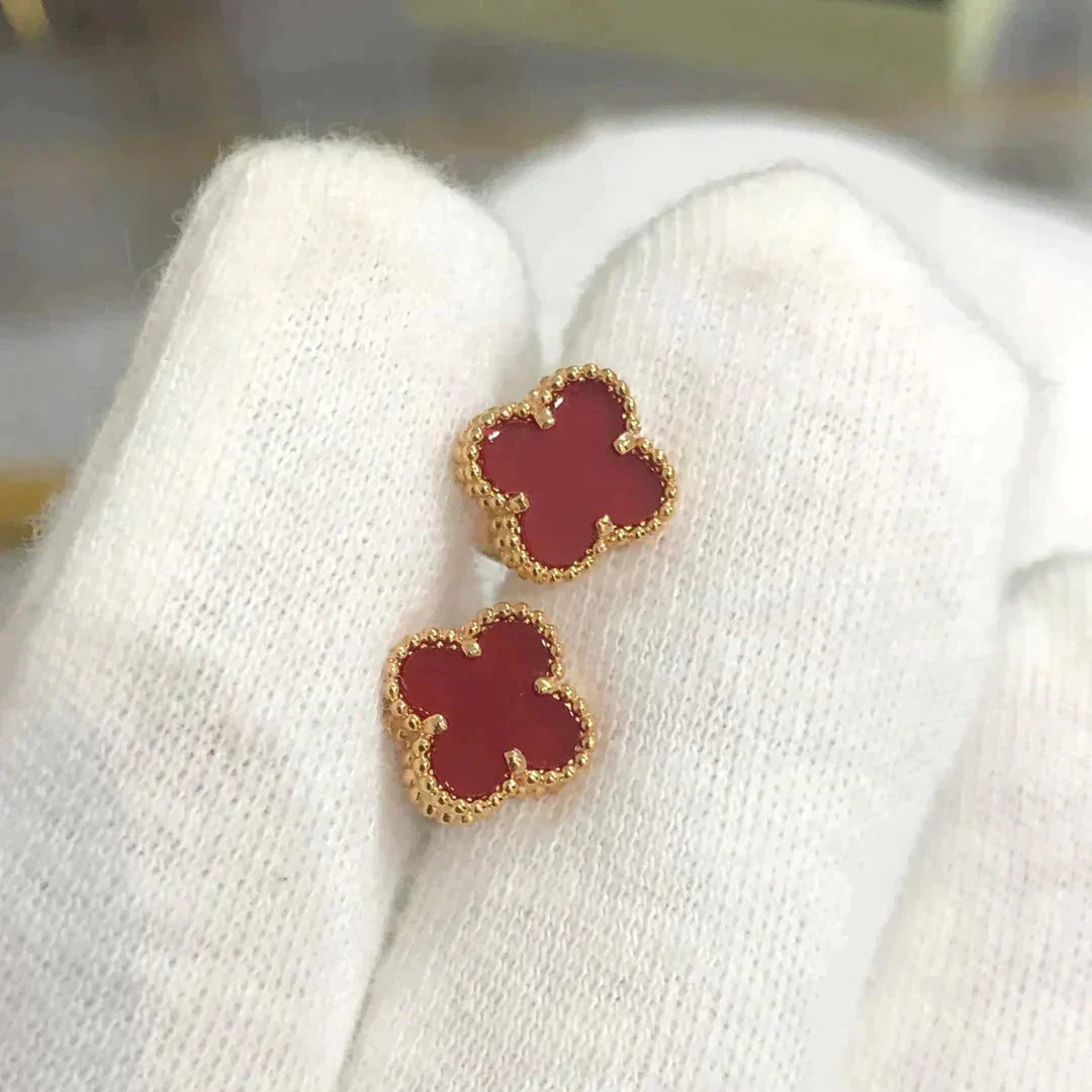 [Pearl Jewelrys]CLOVER MINI 9.5MM CARNELIAN EARRINGS