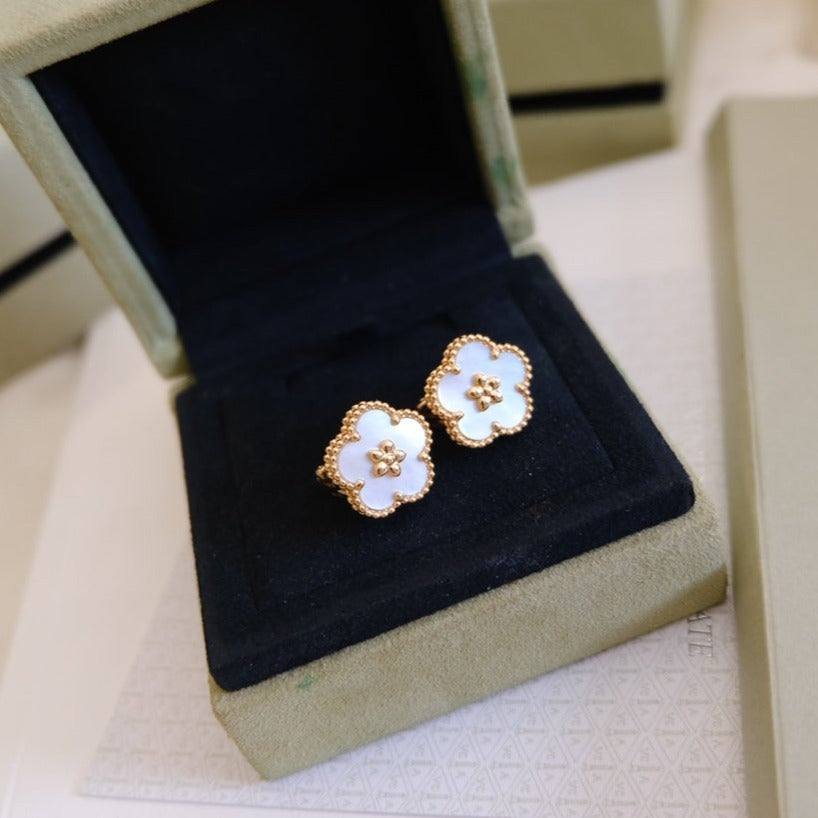 [Pearl Jewelrys]LUCKY PINK GOLD WHITE MOP EARRINGS