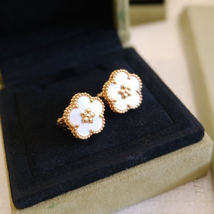 [Pearl Jewelrys]LUCKY PINK GOLD WHITE MOP EARRINGS