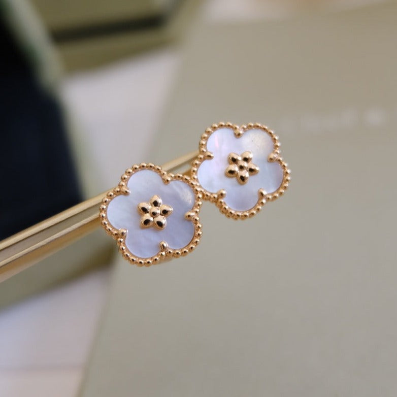 [Pearl Jewelrys]LUCKY PINK GOLD WHITE MOP EARRINGS