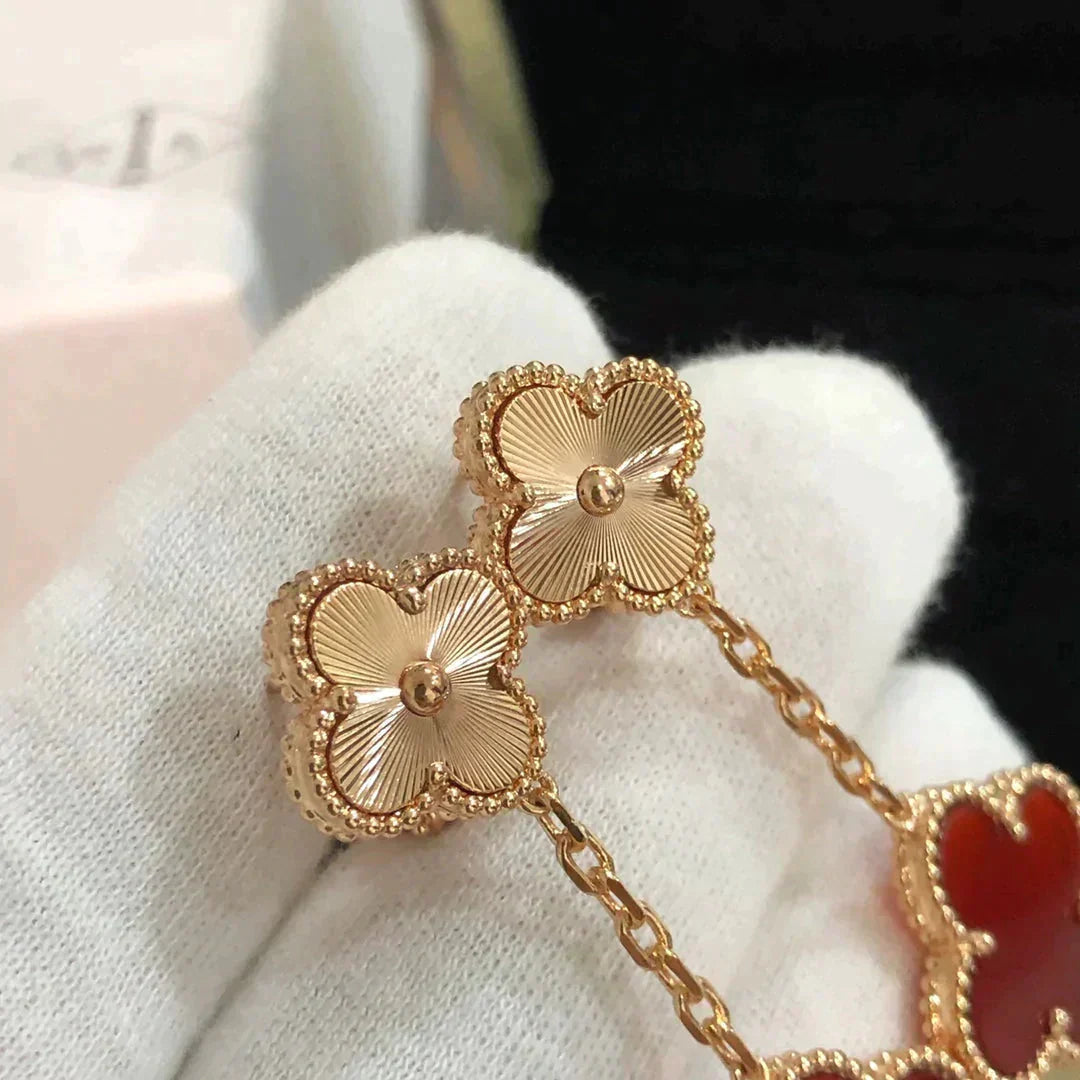 [Pearl Jewelrys]CLOVER 2 MOTIF  LASER CARNELIAN EARRINGS