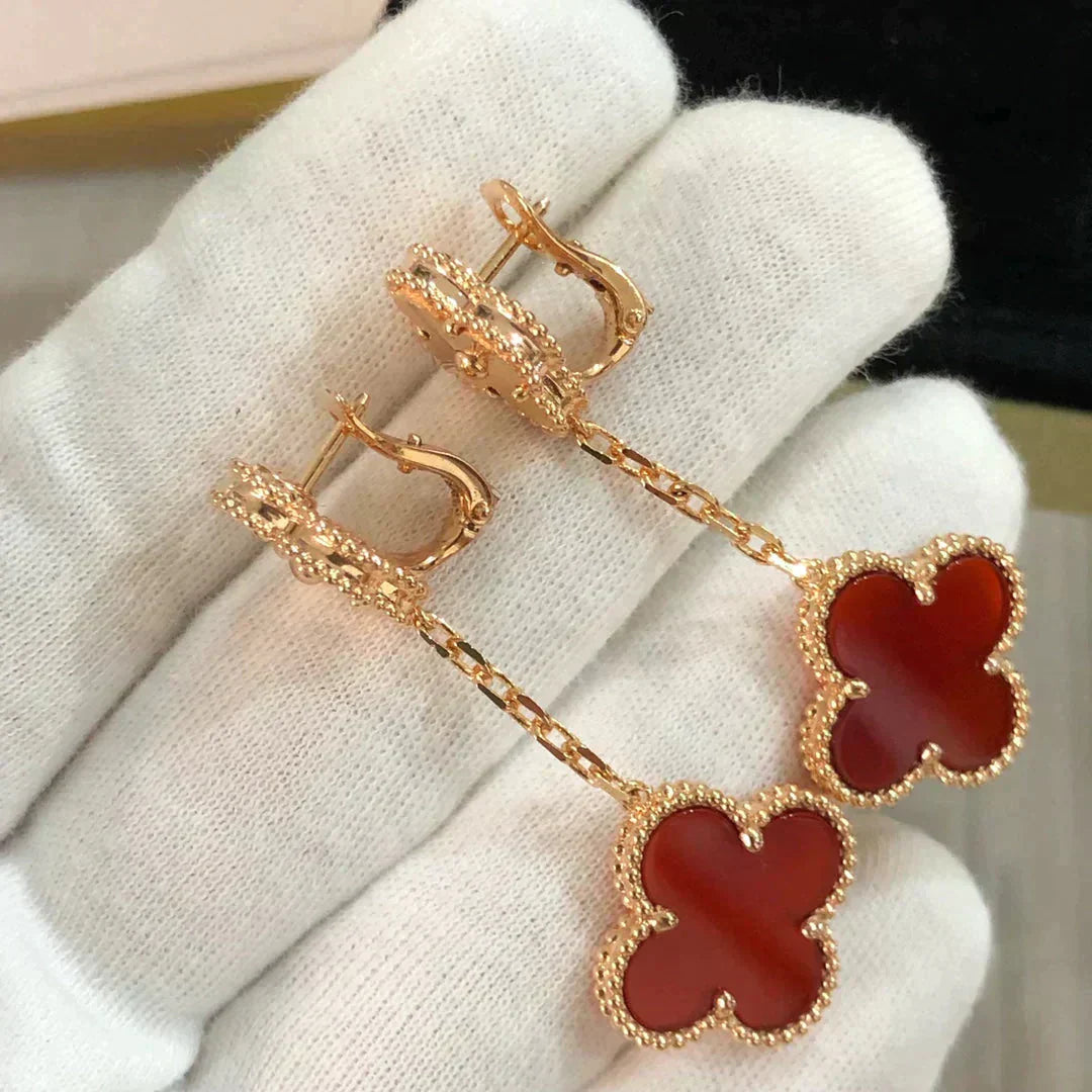 [Pearl Jewelrys]CLOVER 2 MOTIF  LASER CARNELIAN EARRINGS