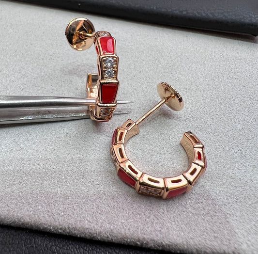 [Pearl Jewelrys]SERPENTI CARNELIAN PINK GOLD EARRINGS