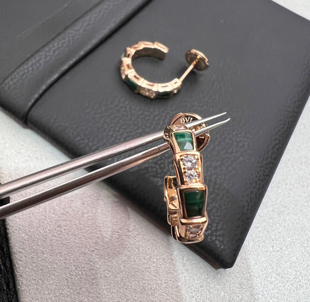 [Pearl Jewelrys]SERPENTI MALACHITE PINK GOLD EARRINGS