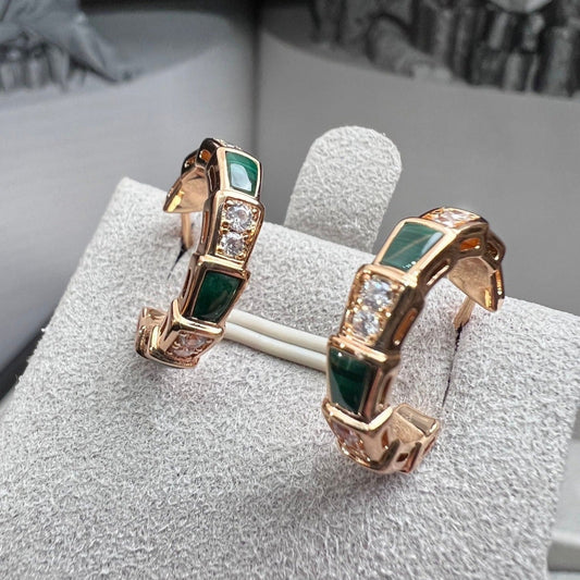 [Pearl Jewelrys]SERPENTI MALACHITE PINK GOLD EARRINGS