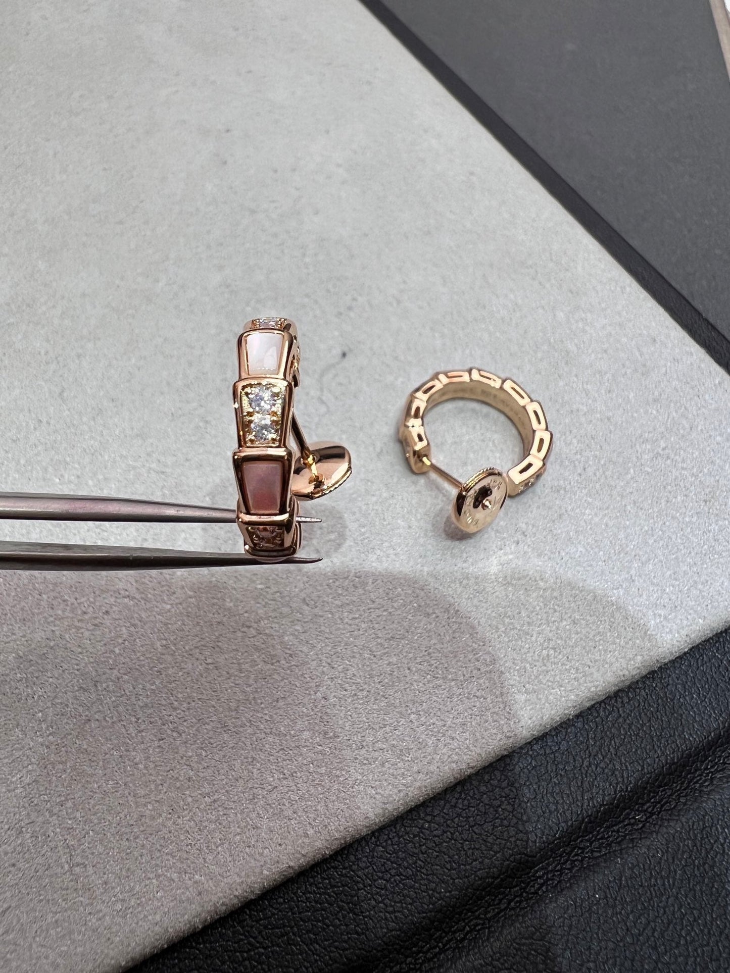 [Pearl Jewelrys]SERPENTI MOP PINK GOLD EARRINGS