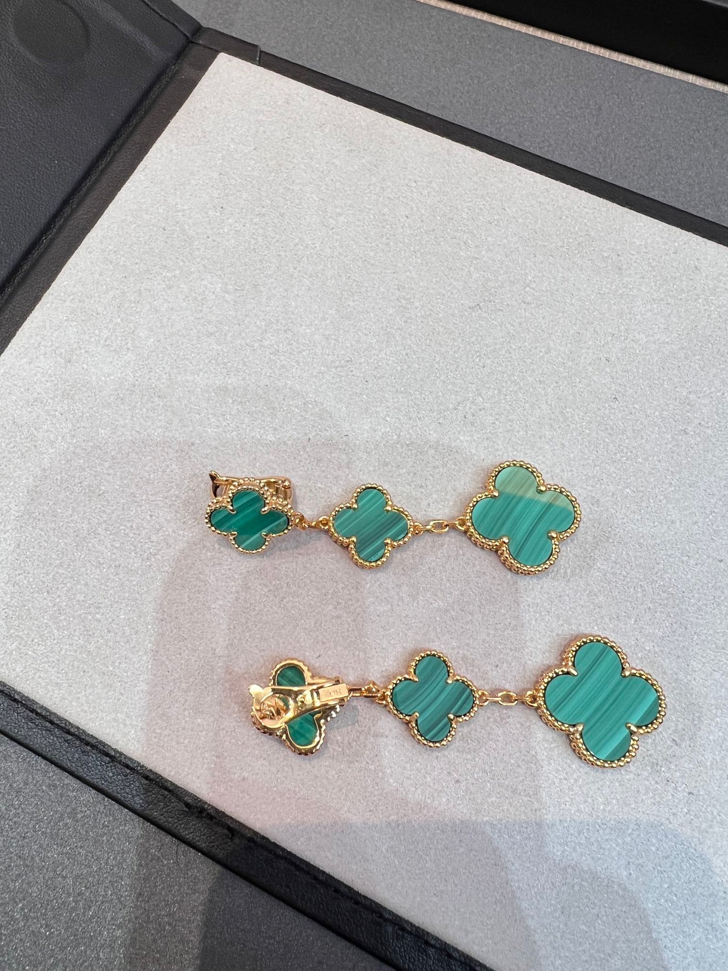 [Pearl Jewelrys]CLOVER MALACHITE 3 MOTIFS GOLD