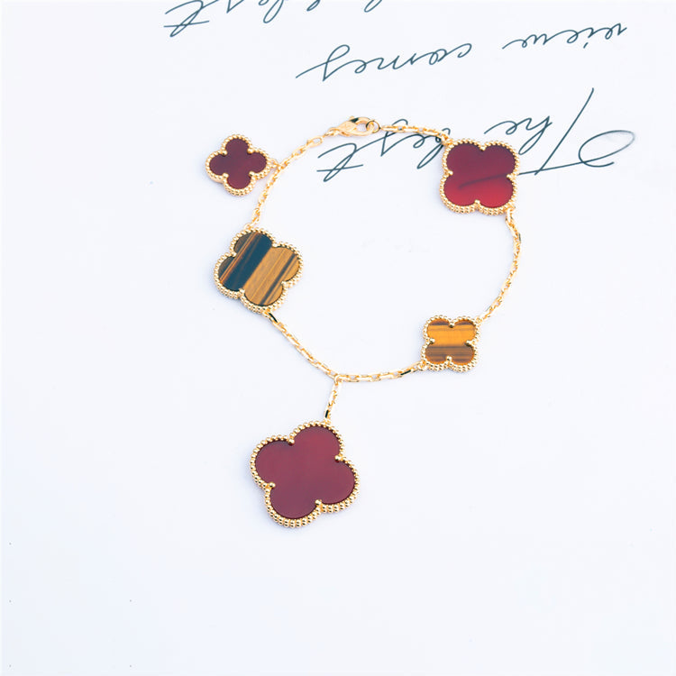 [Pearl Jewelrys]CLOVER BRACELET 5 MOTIFS CARNELIAN TIGER EYE