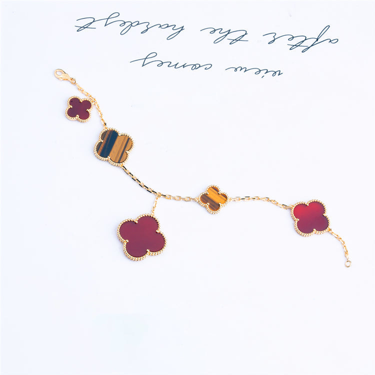[Pearl Jewelrys]CLOVER BRACELET 5 MOTIFS CARNELIAN TIGER EYE