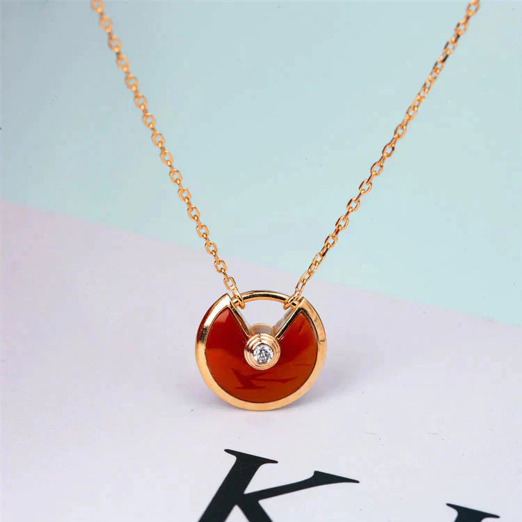 [Pearl Jewelrys]AMULETTE GOLD CARNELIAN ONYX NECKLACE