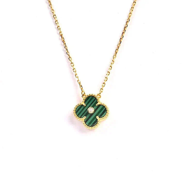 [Pearl Jewelrys]CLOVER 15MM DIAMOND TURQUOISE NECKLACE