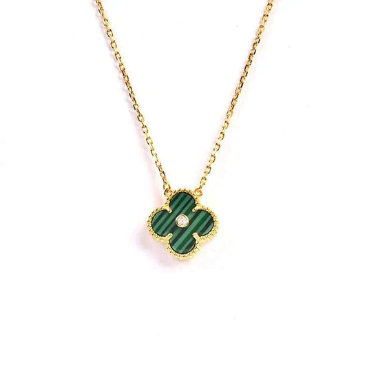 [Pearl Jewelrys]CLOVER 15MM DIAMOND TURQUOISE NECKLACE