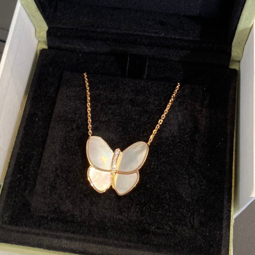 [Pearl Jewelrys]BUTTERFLY GOLD MOP DIAMOND NECKLACE