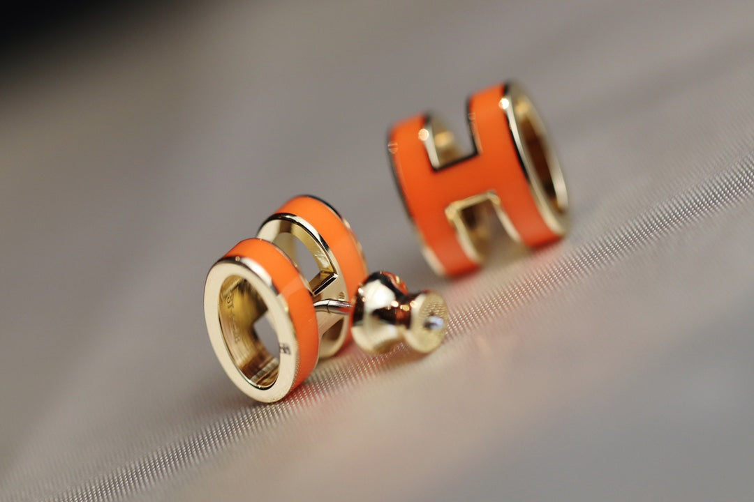 [Pearl Jewelrys]MINI POP H EARRINGS ORANGE