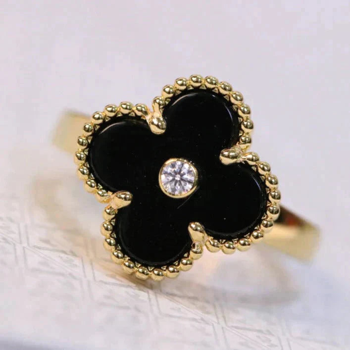 [Pearl Jewelrys]CLOVER ONYX RING GOLD DIAMOND