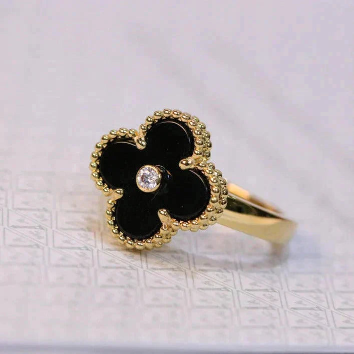[Pearl Jewelrys]CLOVER ONYX RING GOLD DIAMOND