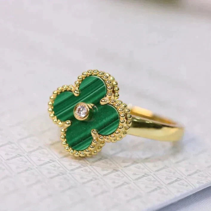 [Pearl Jewelrys]CLOVER MALACHITE RING GOLD DIAMOND