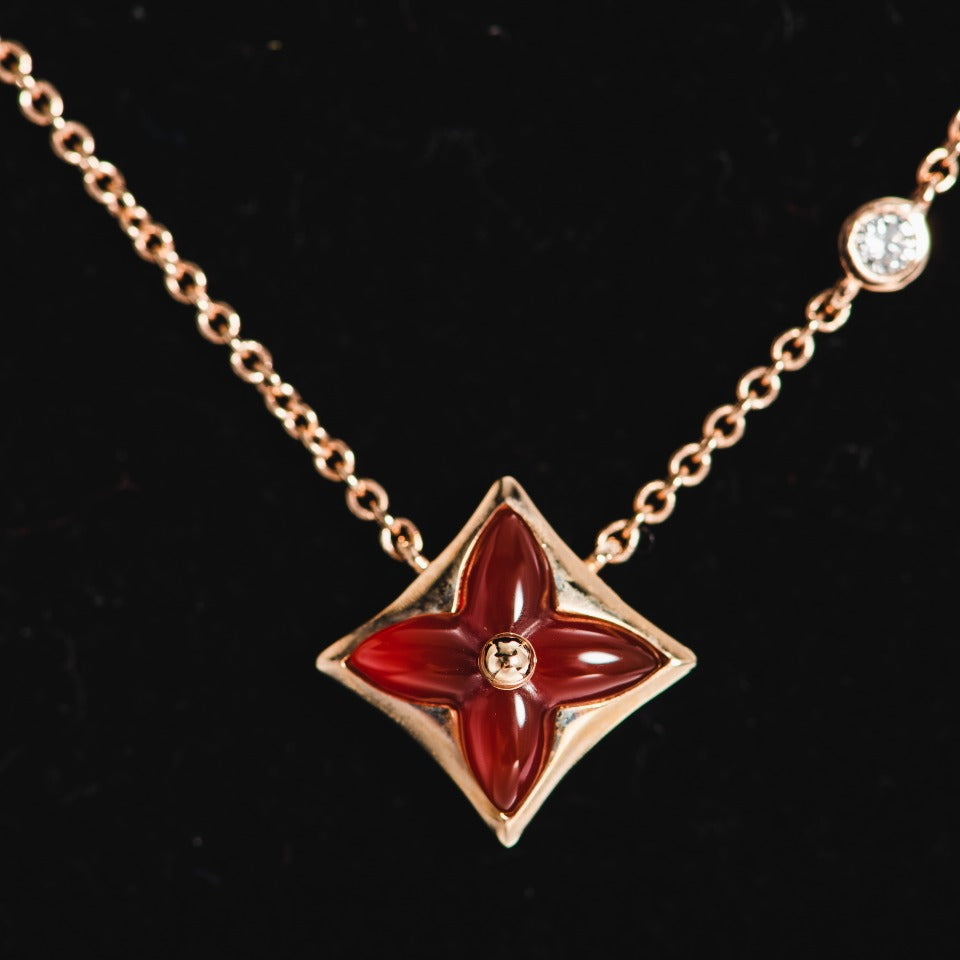 [Pearl Jewelrys]STAR NECKLACE PINK GOLD 1 DIAMOND
