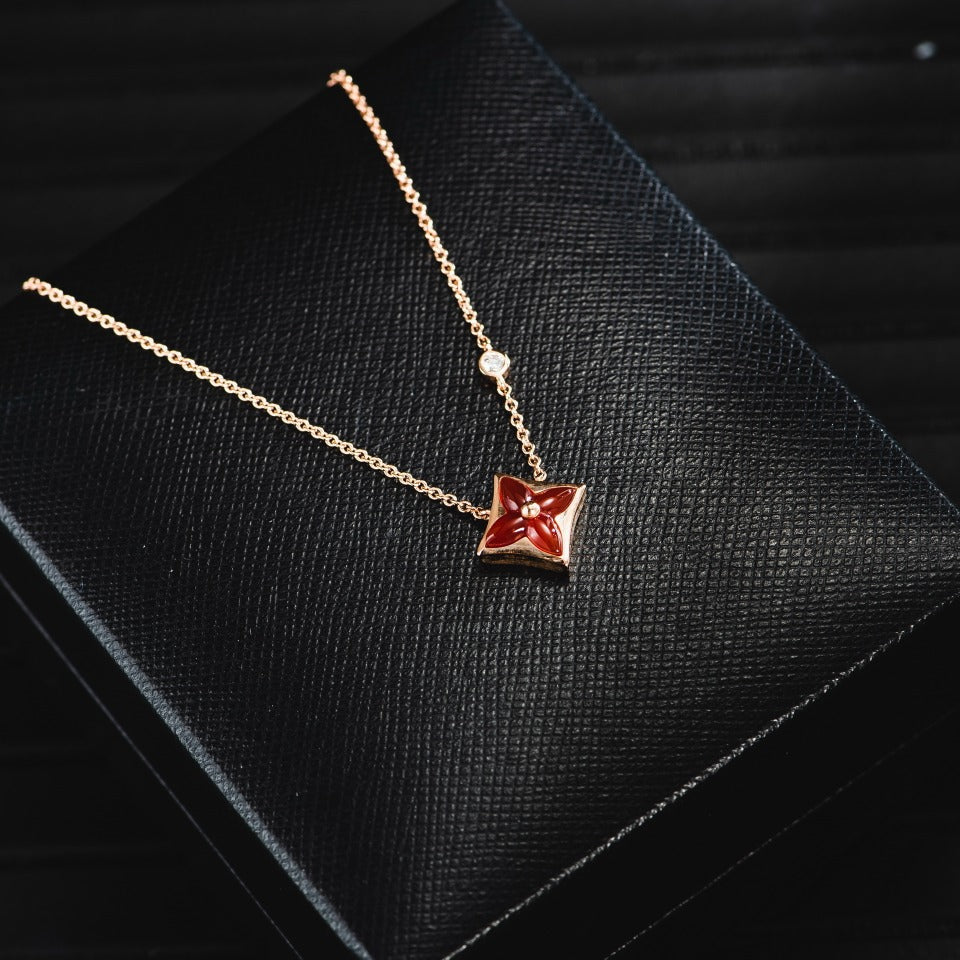 [Pearl Jewelrys]STAR NECKLACE PINK GOLD 1 DIAMOND