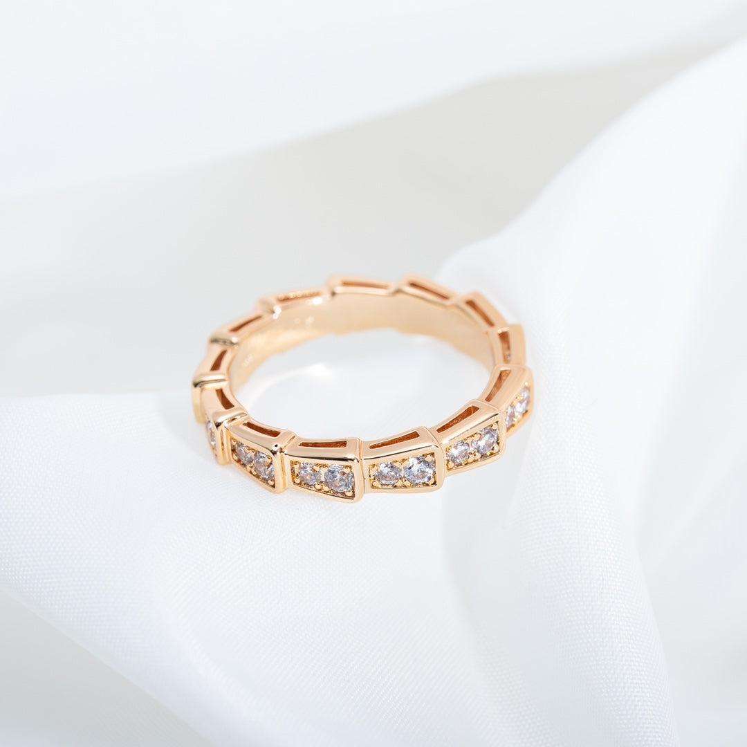 [Pearl Jewelrys]SERPENTI RING PINK GOLD DIAMOND PAVED 3MM