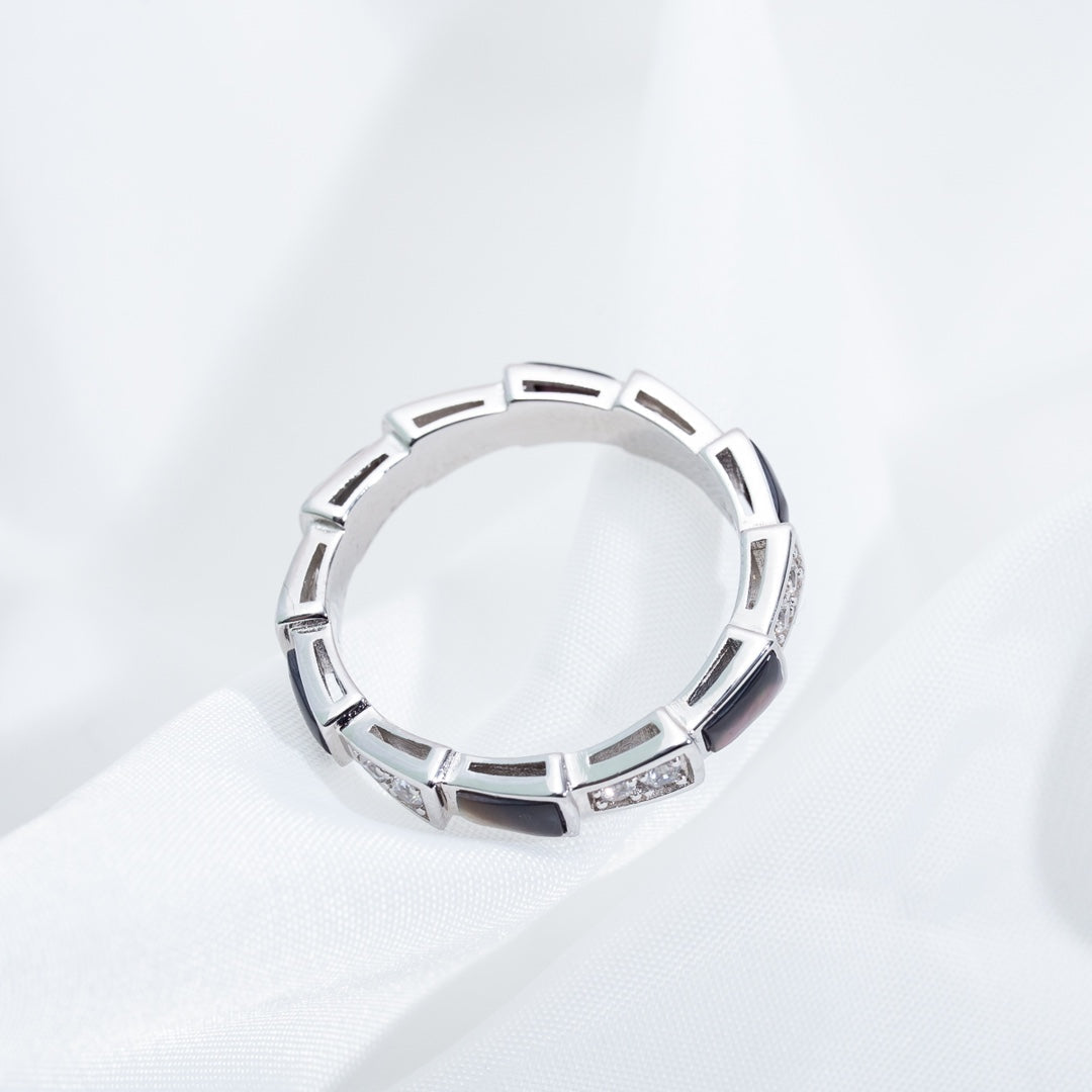 [Pearl Jewelrys]SERPENTI RING SILVER  DIAMOND BLACK MOP 3MM